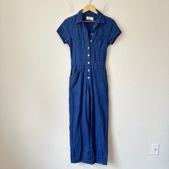 REFORMATION JEANS Jumpsuit Vintage Blue Denim Straight Work Utility - Picture 1 of 14